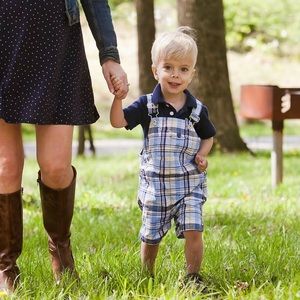 Janie & Jack Plaid Overall Shorts